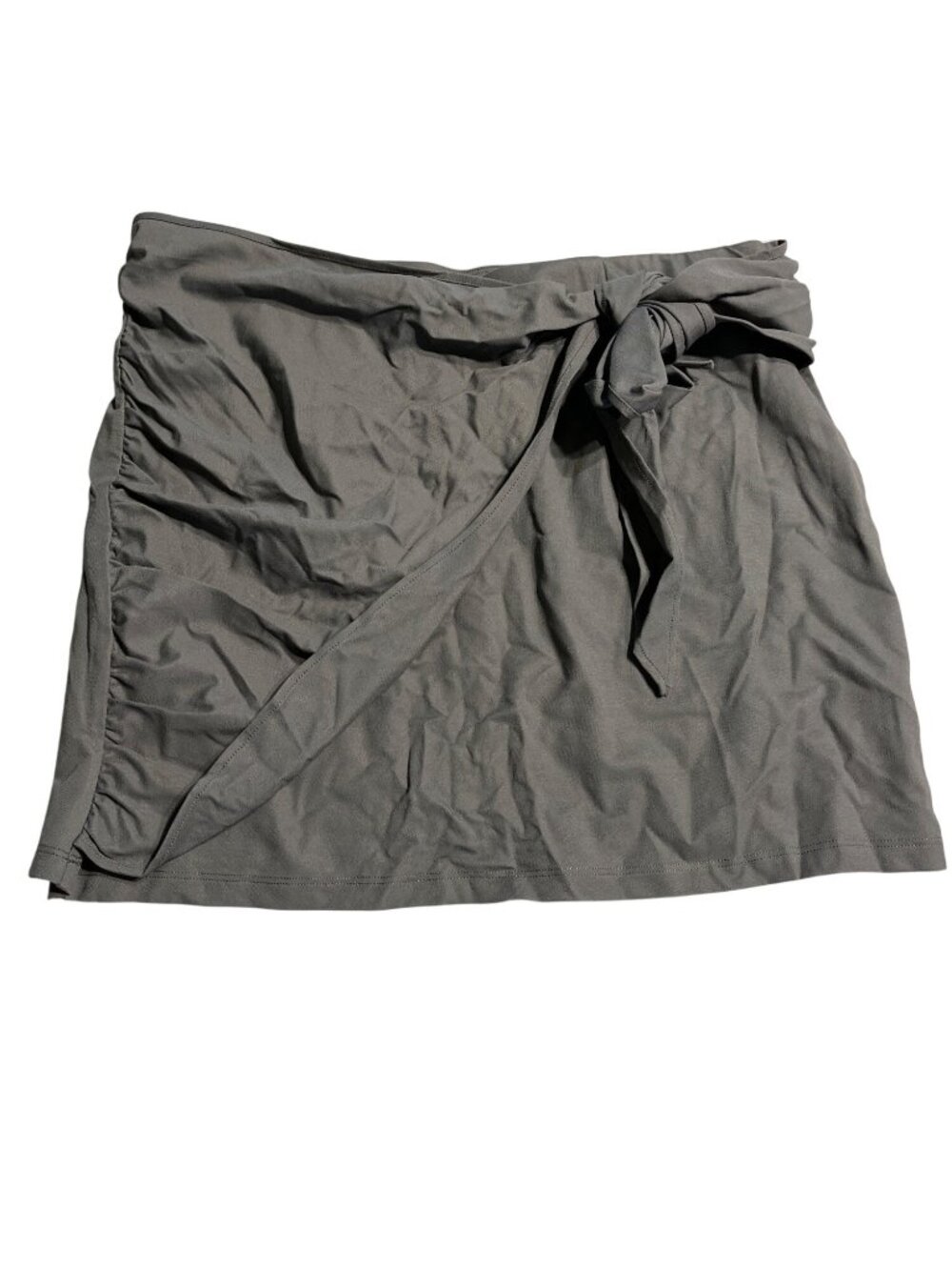 Halara Elastic Waist Mini Skirt With Angled Tie Accent In Agave Green XL